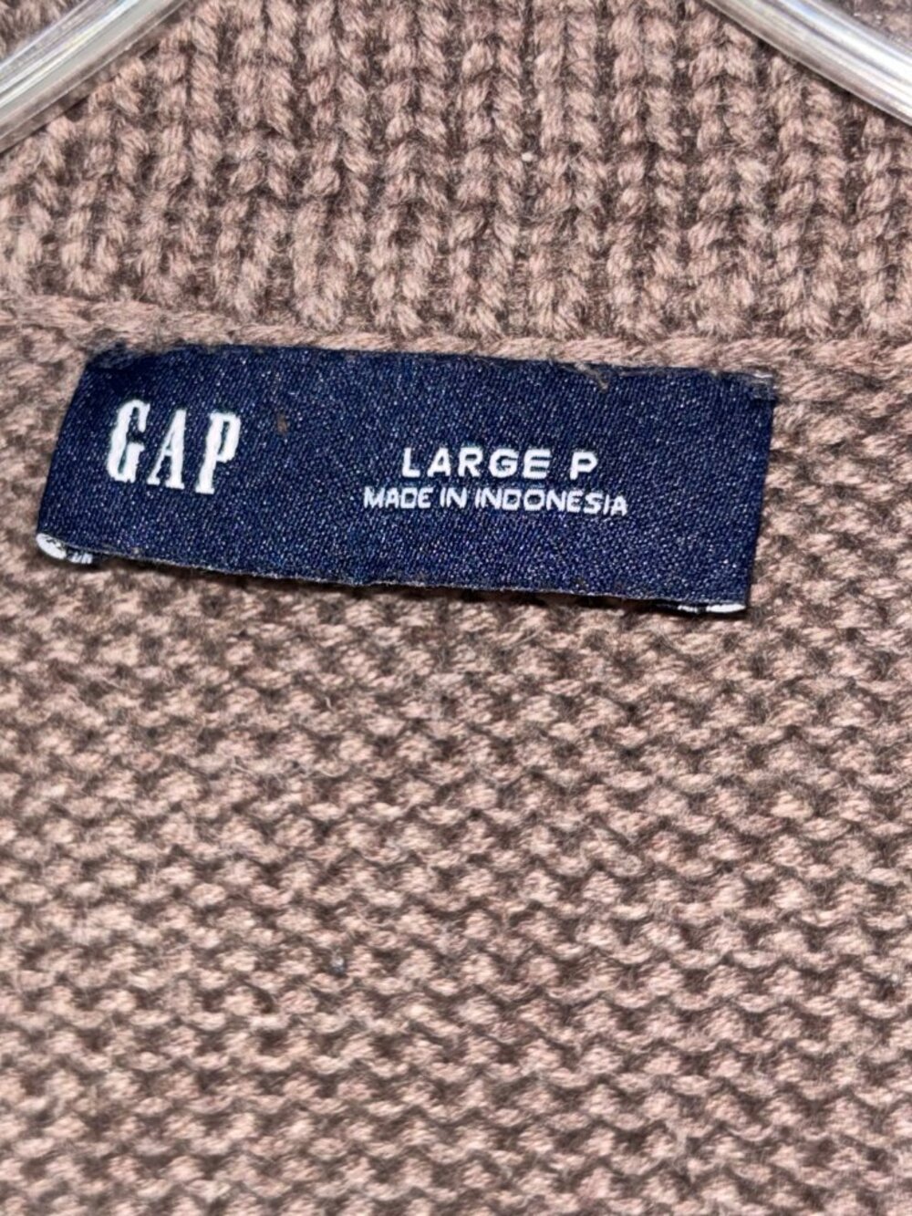 Gap Brown Stripe Cotton V-Neck Polo Sweater Size L Petite - Picture 3 of 12